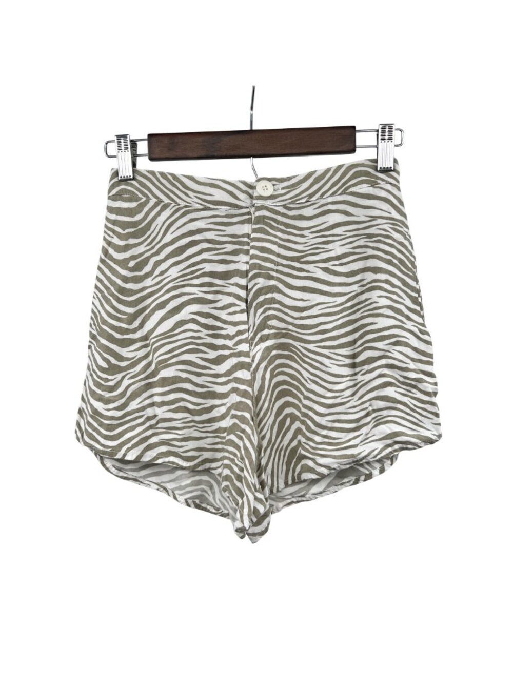 Motel Womens Zebra Print Lightweight Short Greenish/White Size XS Pockets